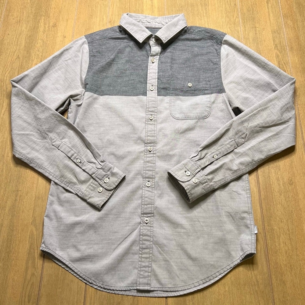 The North Face Shirt Mens Medium Grey Colorblock Long Sleeve Button Down Casual